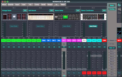 immagine particolare del mixer audio digitale componente dello studio mobile